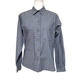 Vintage Patagonia Shirt Womens Size S Button Up Blue Plaid Long Sleeved Cotton